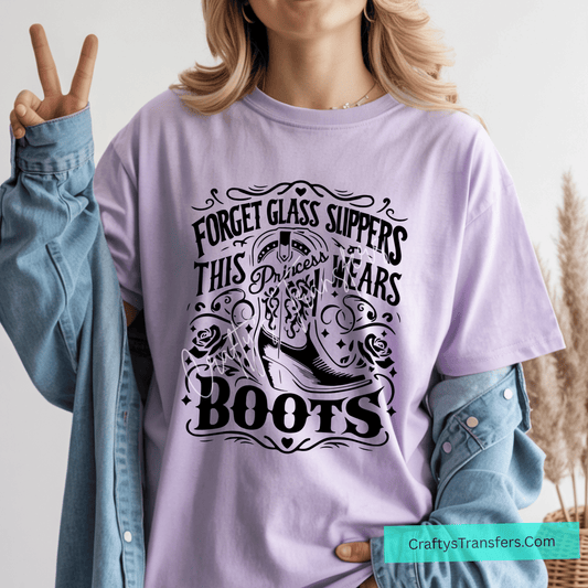 Western Cowboy Boots DTF Transfer | Minimalist Cowgirl Boot Silhouette | Country Western Shirt Design | Ready to Press Heat Transfer