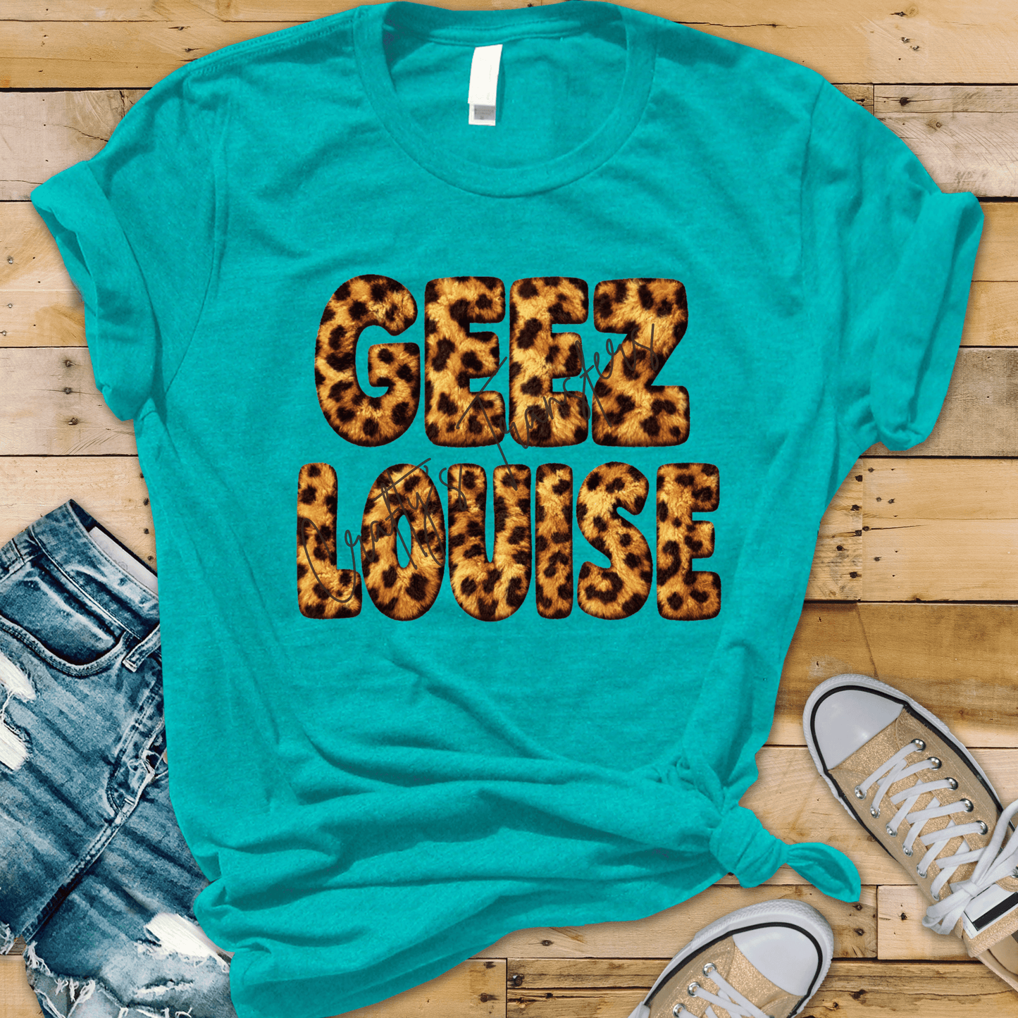 Geez Louise Leopard Print DTF Transfer | Funny Sassy Shirt Design | Trendy Cheetah Print Graphic Tee Transfer | Ready to Press