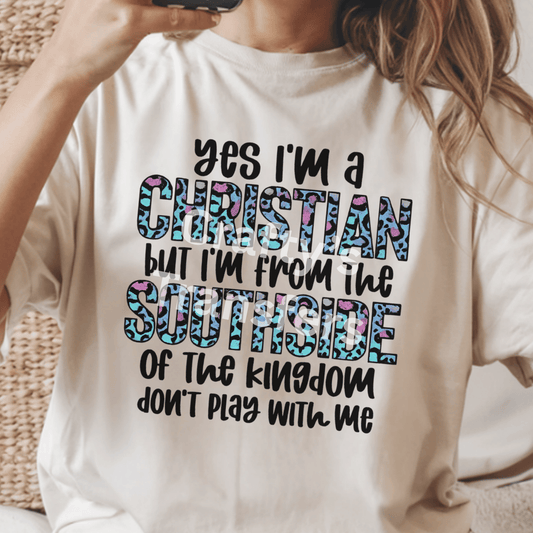 Christian Southside DTF Transfer | Faith Based Leopard Print Design | Trendy Christian Shirt Graphic | Western Boutique Faith Apparel | Religious Graphic Tee Transfer
