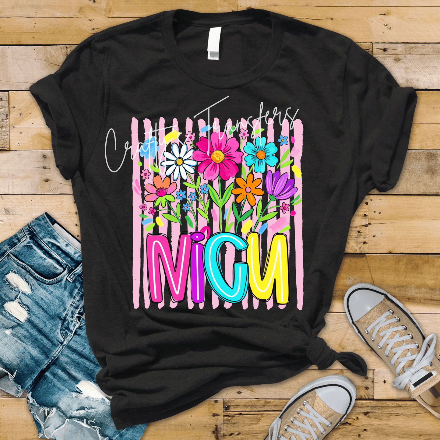 Floral Striped RN, Nurse, CNA, NICU