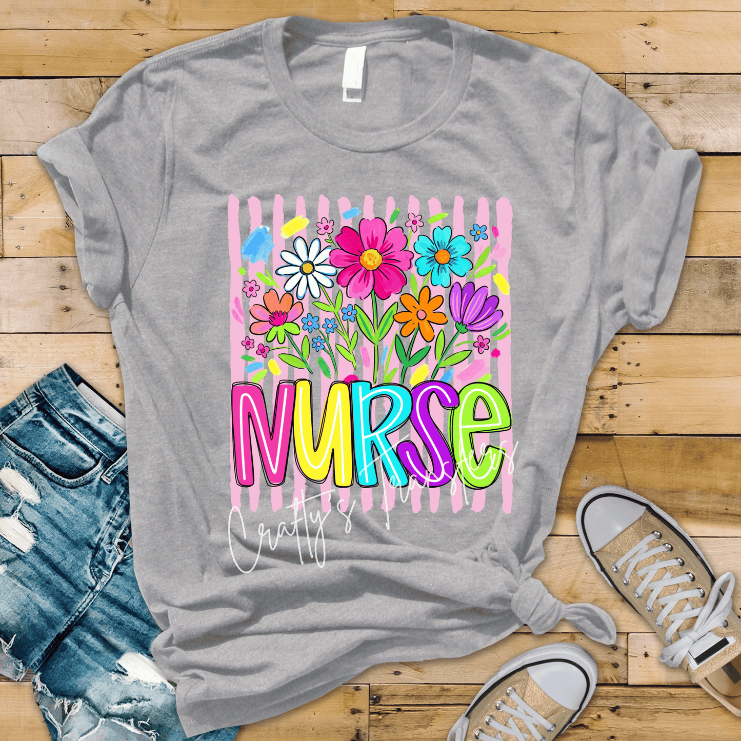 Floral Striped RN, Nurse, CNA, NICU