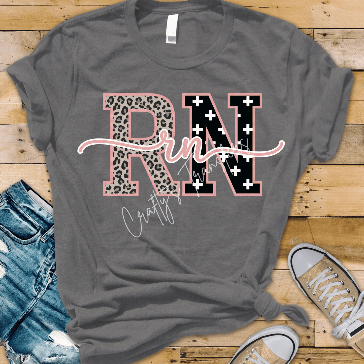 Nurse Leopard Print DTF Transfer – Pink Script Nurse Graphic – Medical Nurse Life Shirt Transfer – Healthcare Tee Design