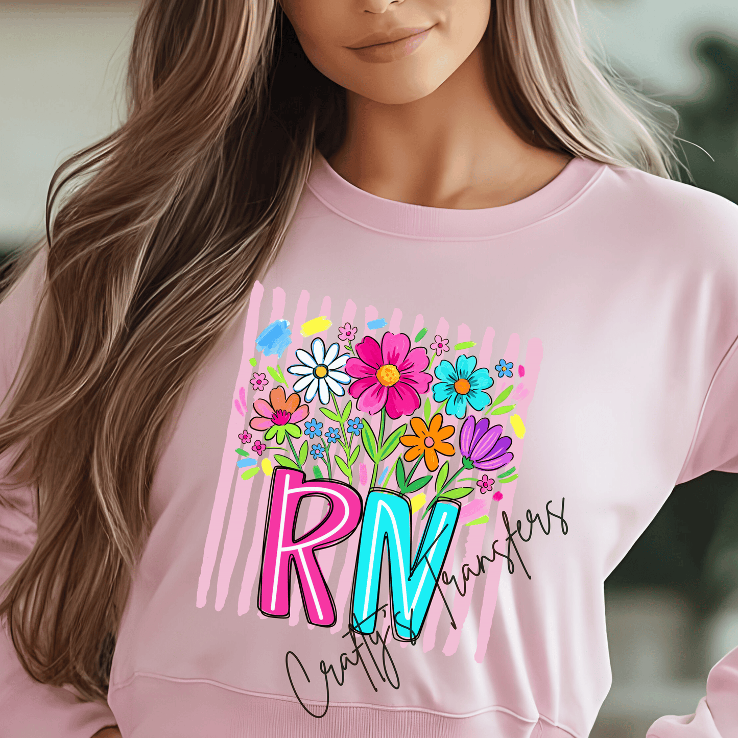 Floral Striped RN, Nurse, CNA, NICU