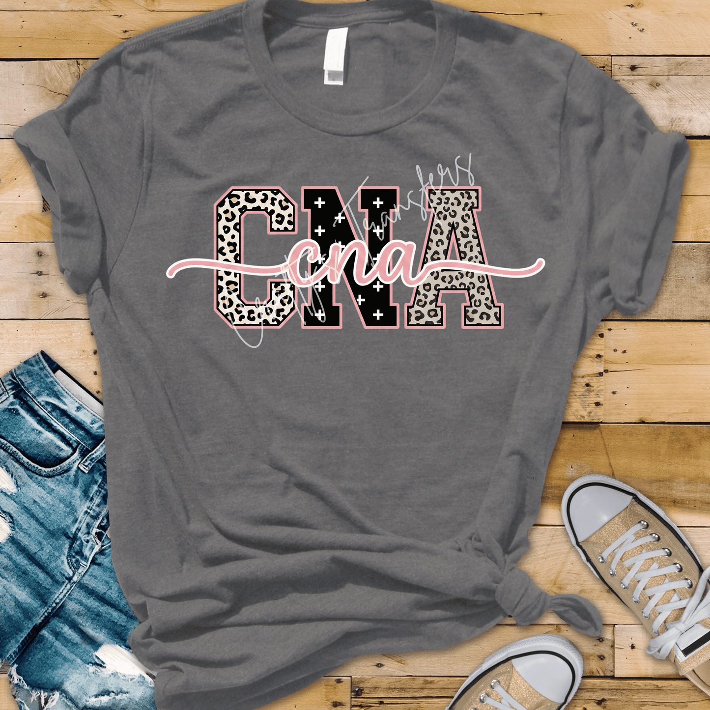 Nurse Leopard Print DTF Transfer – Pink Script Nurse Graphic – Medical Nurse Life Shirt Transfer – Healthcare Tee Design