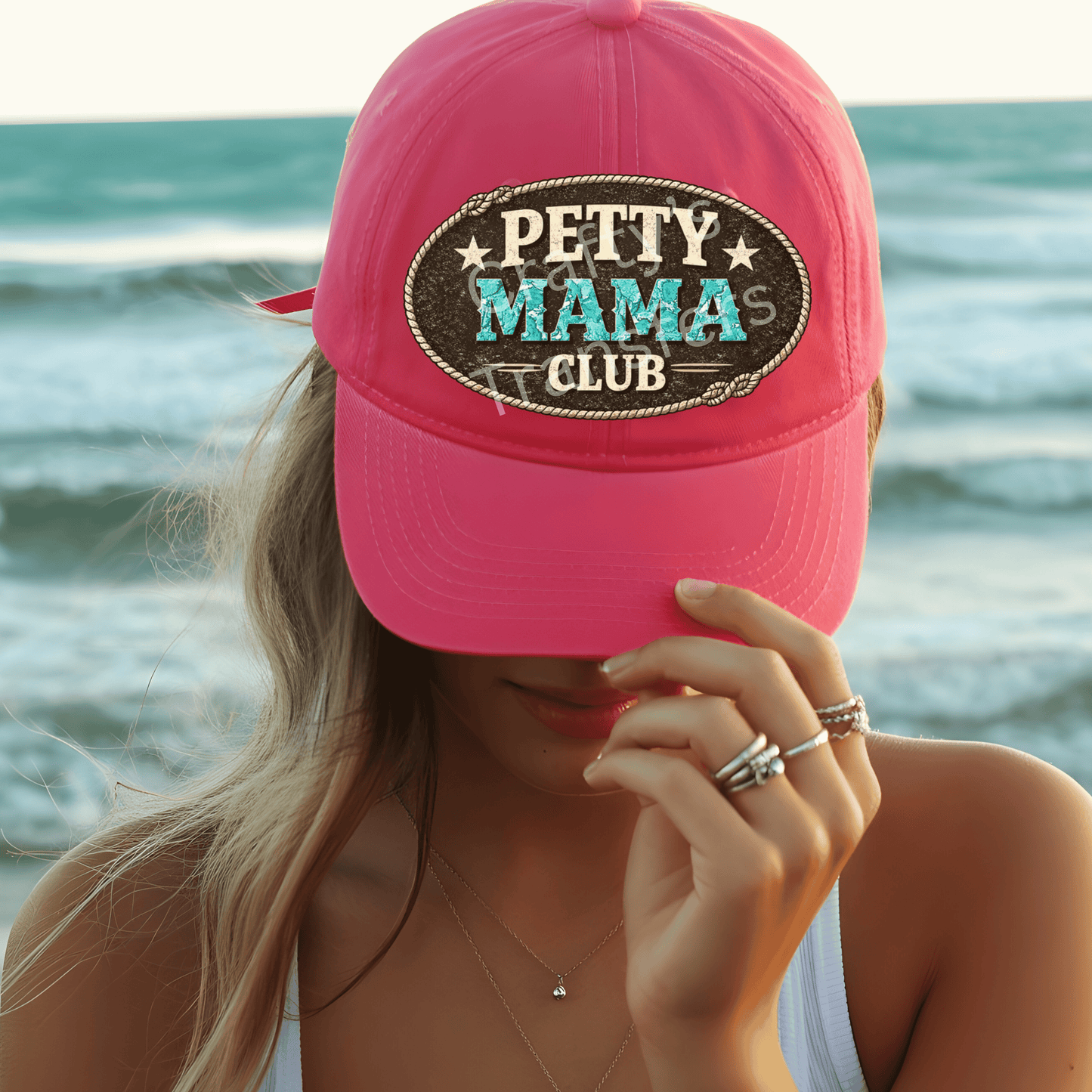 Petty Mama Club DTF Transfer – Western Turquoise Belt Buckle Design – Cowgirl Graphic Tee Transfer