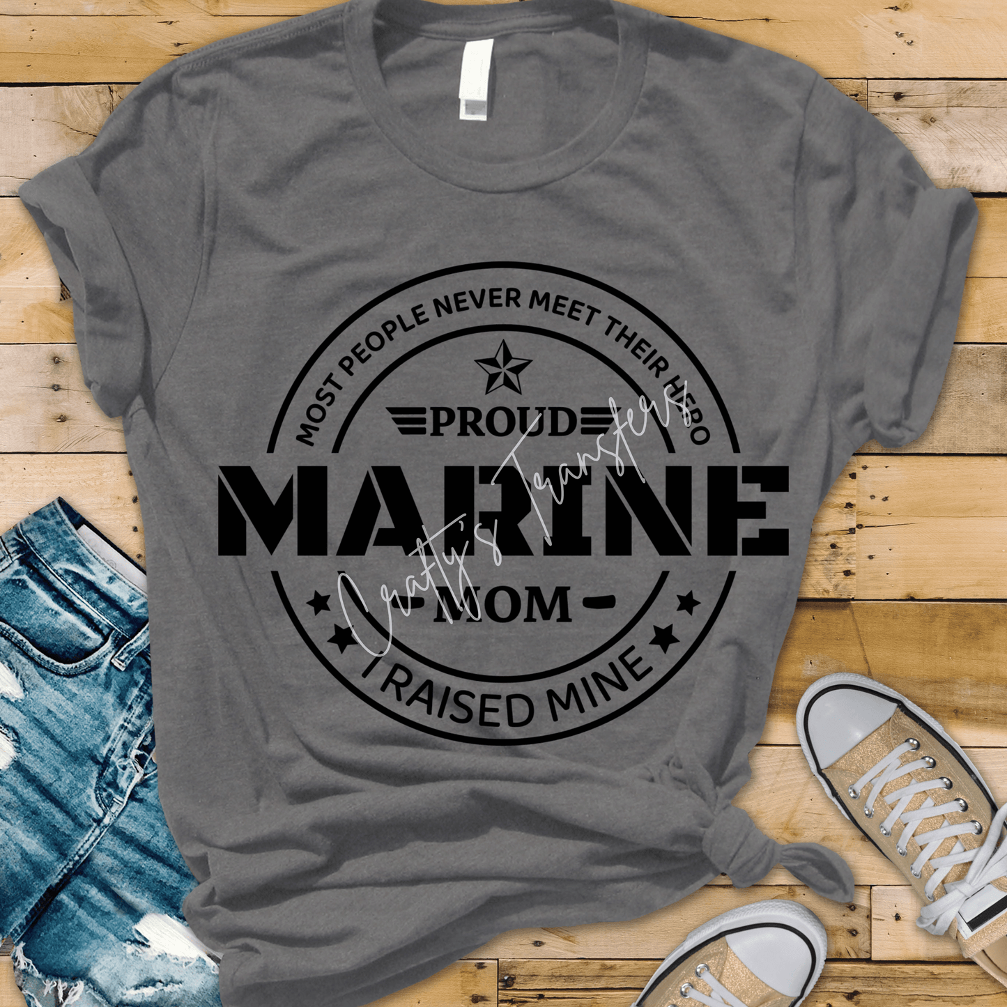 Marine Mom DTF Transfer | Military Mom Shirt Design | USMC Pride Graphic