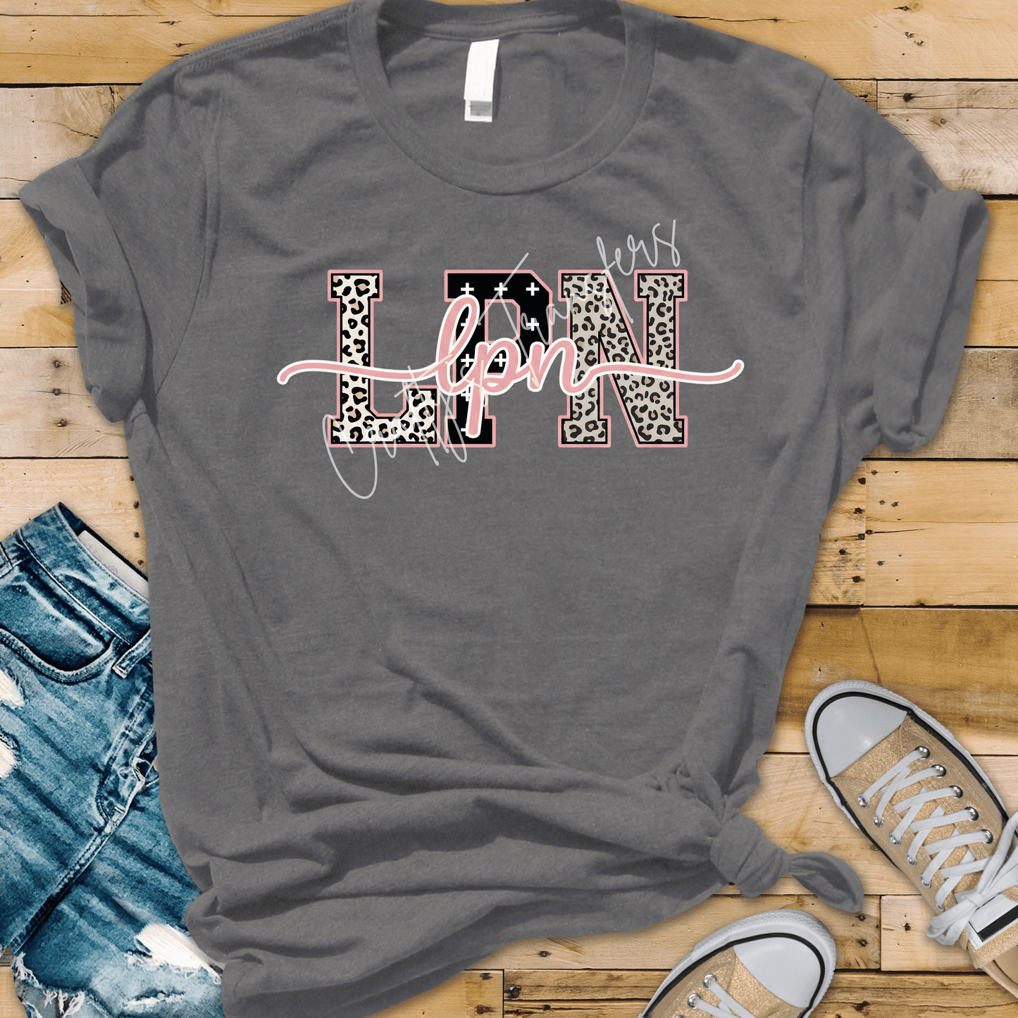 Nurse Leopard Print DTF Transfer – Pink Script Nurse Graphic – Medical Nurse Life Shirt Transfer – Healthcare Tee Design