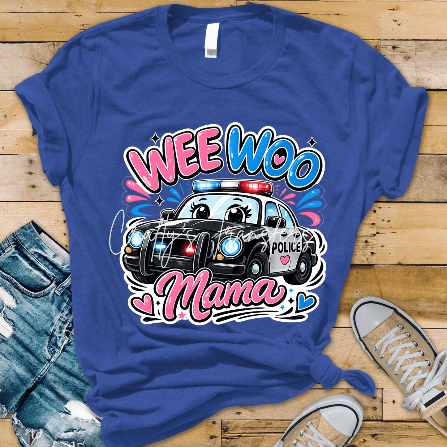 Wee Woo Wife DTF Transfer | Cute Police Wife Shirt Design | Funny Cop Wife Graphic Tee Transfer