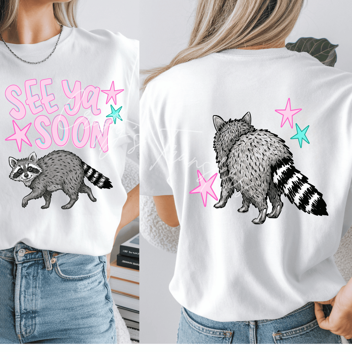 See Ya Soon Raccoon DTF Transfer | Funny Raccoon Shirt Design | Cute Trash Panda Graphic Tee Transfer | Trendy Animal Humor Design