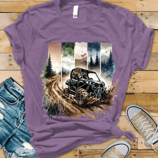 SXS Mud Riding DTF Transfer | Off Road UTV Forest Trail Graphic | Side by Side Adventure Shirt Design