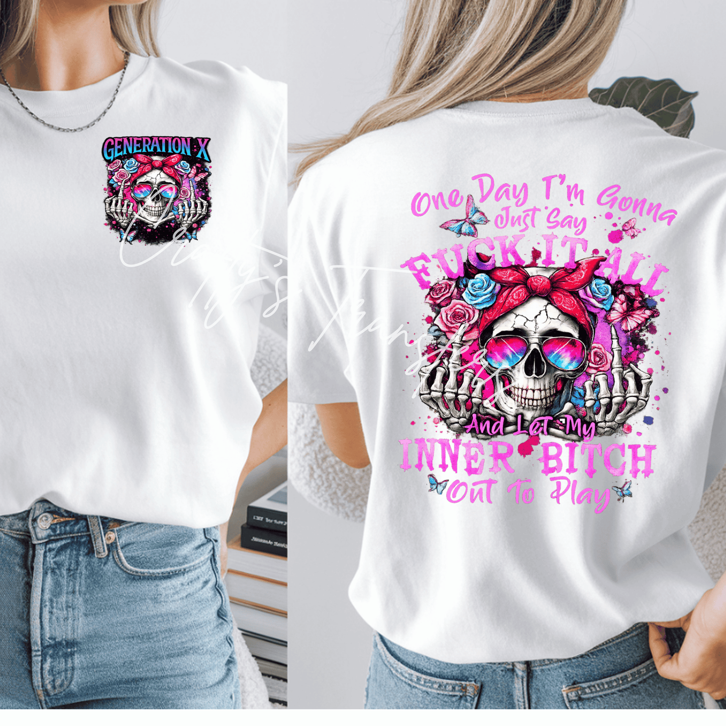 Generation X Skull DTF Transfer | Funny Sarcastic Gen X Shirt Design | Retro Skull Graphic Tee Transfer