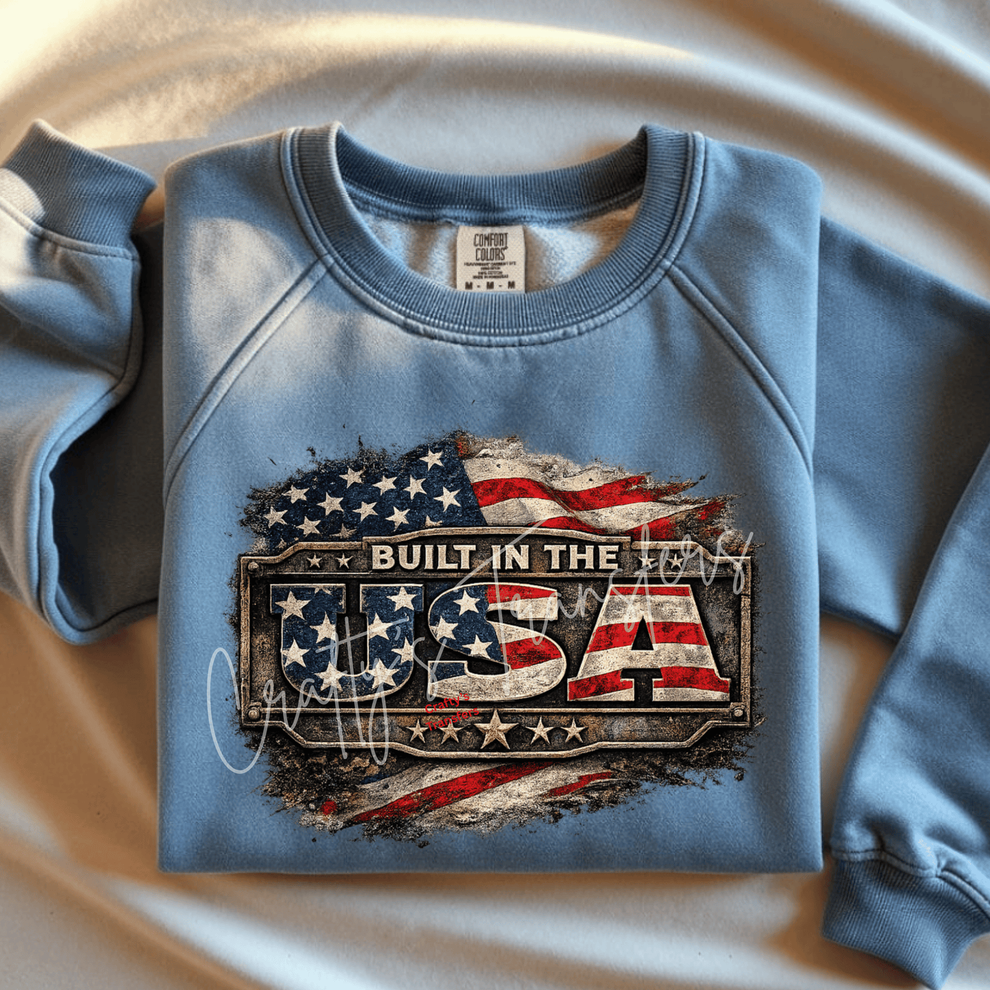 Built In The USA DTF Transfer | Patriotic American Flag Graphic Transfer | Fourth of July Shirt Design