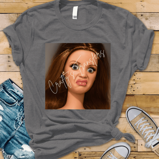 Sassy Doll Face DTF Transfer – Funny Attitude Expression Graphic – Trendy Boutique Shirt Design