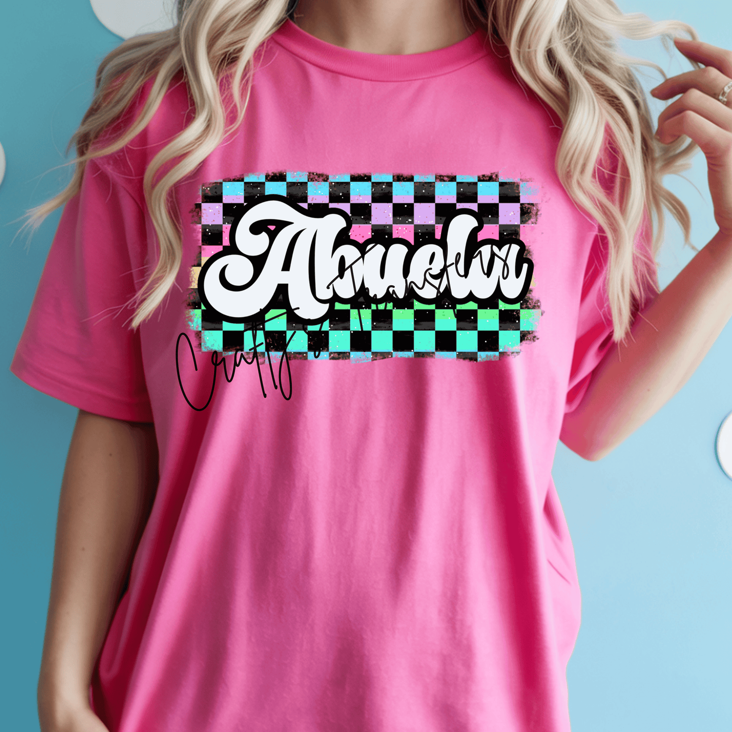 Mama Checkered DTF Transfer | Retro Mama Shirt Design | Colorful Checkered Pattern Graphic Tee Transfer