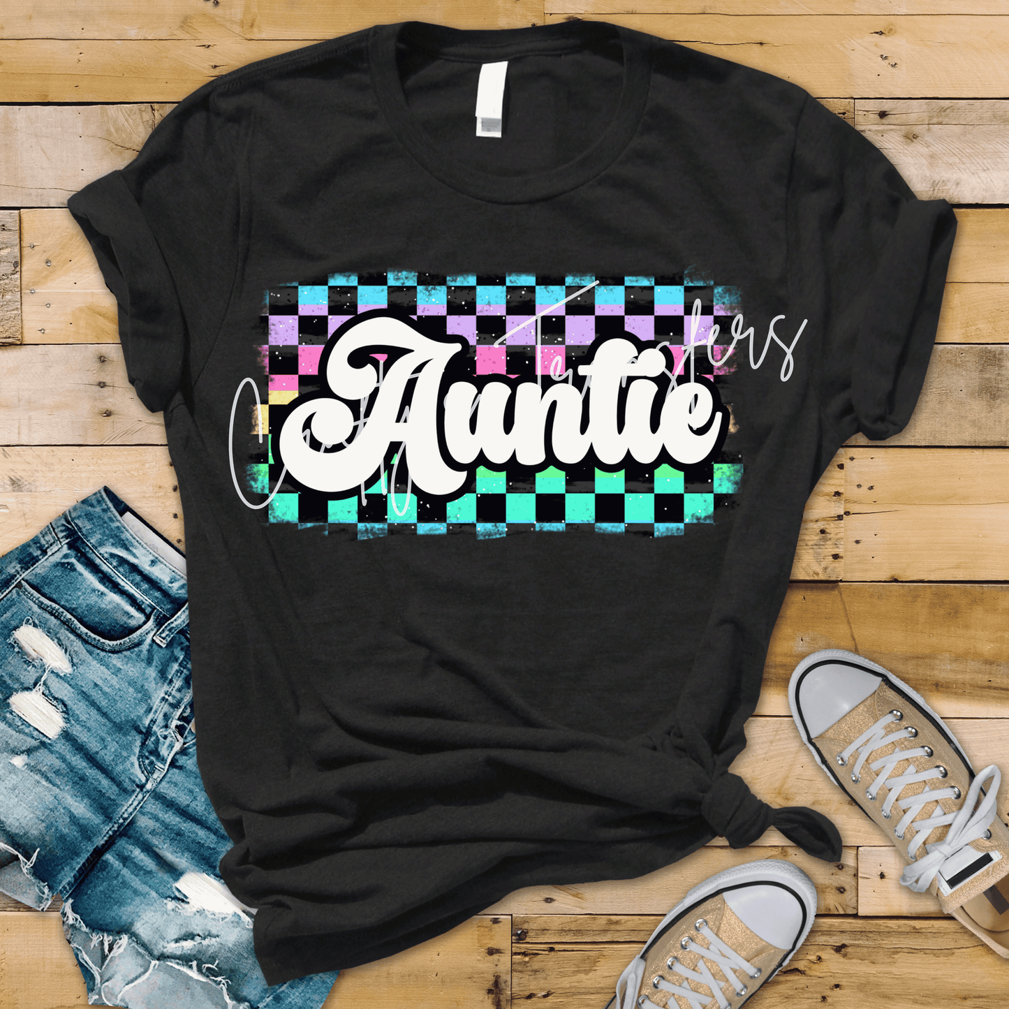 Mama Checkered DTF Transfer | Retro Mama Shirt Design | Colorful Checkered Pattern Graphic Tee Transfer