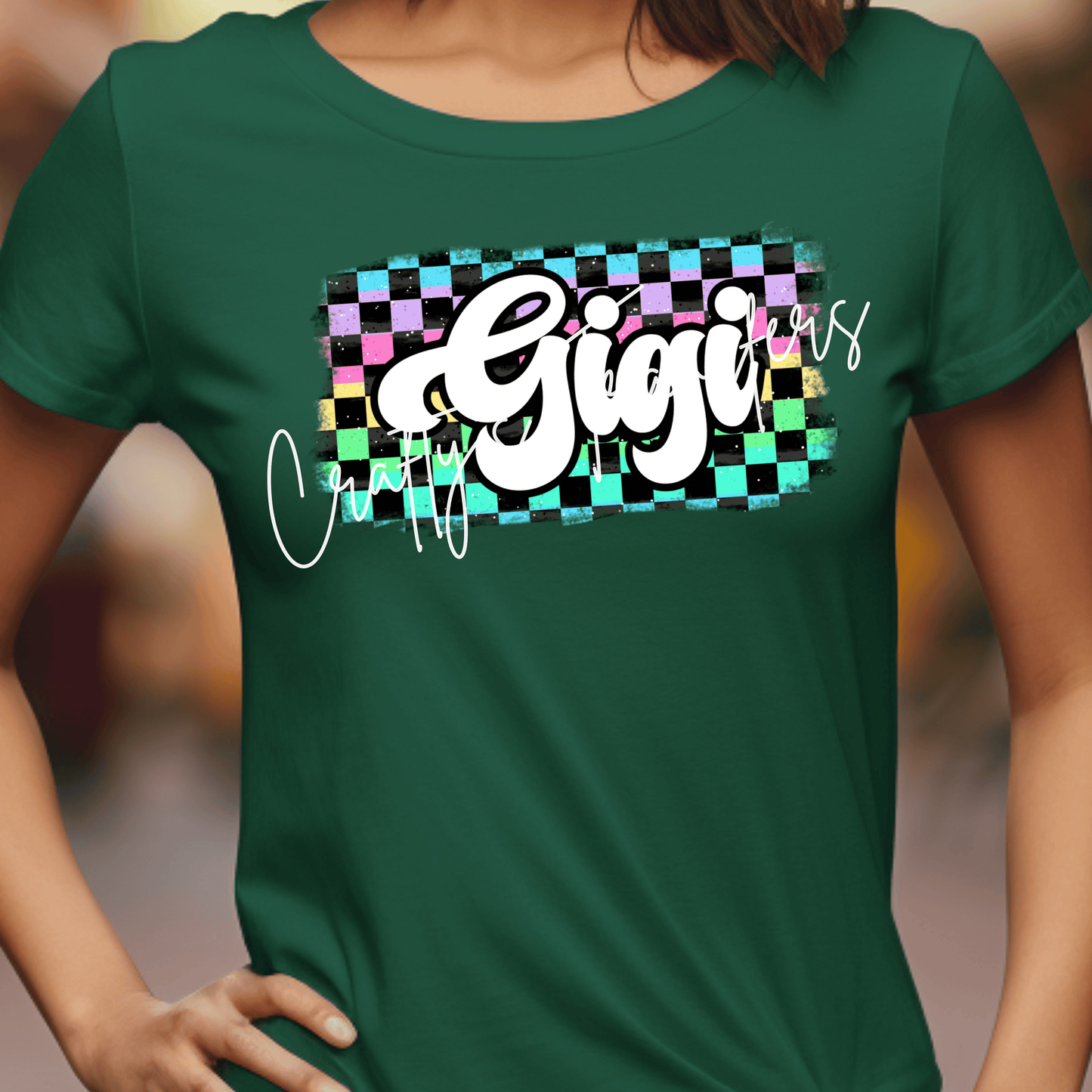 Mama Checkered DTF Transfer | Retro Mama Shirt Design | Colorful Checkered Pattern Graphic Tee Transfer