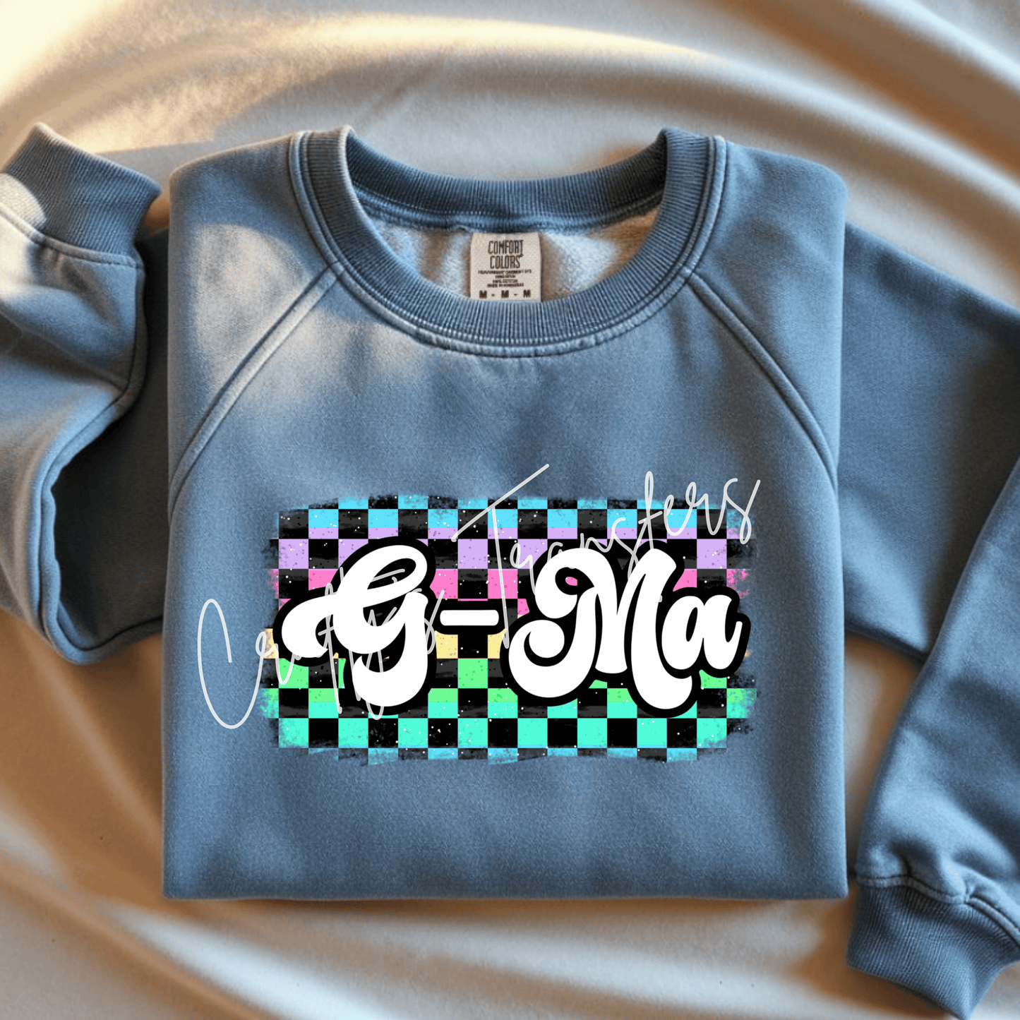 Mama Checkered DTF Transfer | Retro Mama Shirt Design | Colorful Checkered Pattern Graphic Tee Transfer