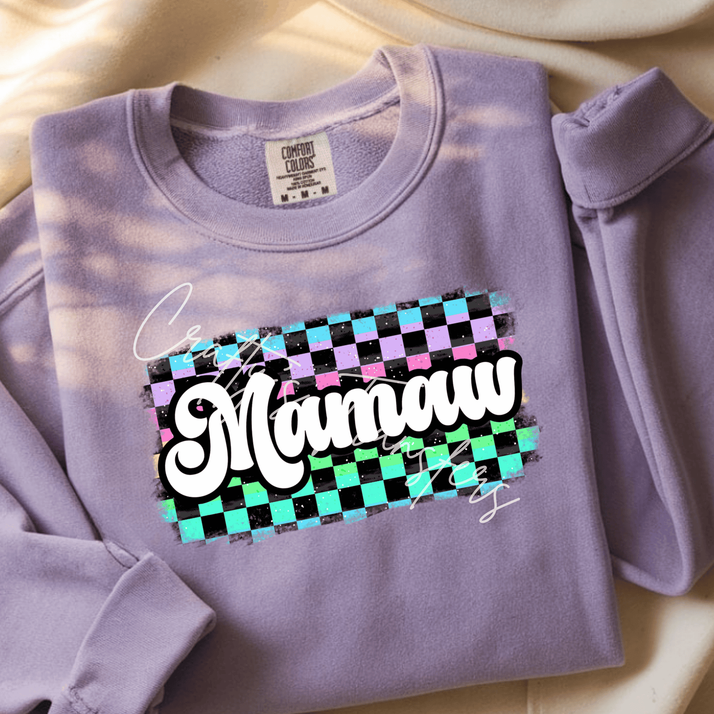 Mama Checkered DTF Transfer | Retro Mama Shirt Design | Colorful Checkered Pattern Graphic Tee Transfer