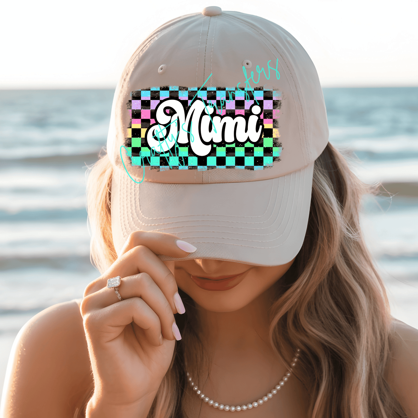 Mama Checkered DTF Transfer | Retro Mama Shirt Design | Colorful Checkered Pattern Graphic Tee Transfer