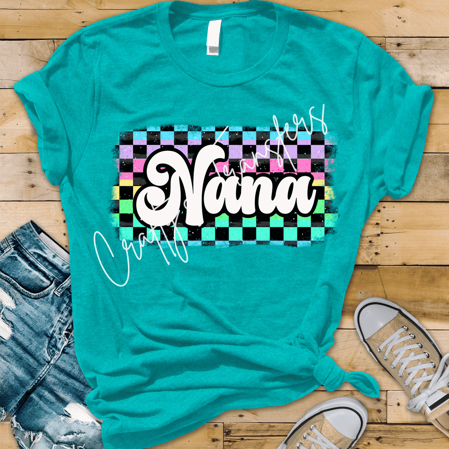 Mama Checkered DTF Transfer | Retro Mama Shirt Design | Colorful Checkered Pattern Graphic Tee Transfer
