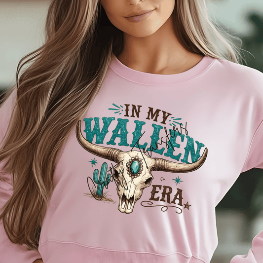 In My Wallen Era DTF Transfer | Western Country Skull Graphic Transfer | Trendy Cowgirl Shirt Design