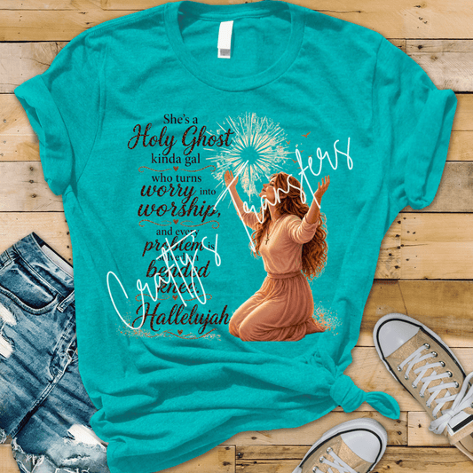 Holy Ghost Kinda Gal DTF Transfer | Christian Faith Graphic Transfer | Worship & Prayer Inspirational Shirt Design
