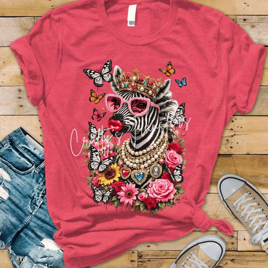 Dopamine Zebra Queen DTF Transfer | Glam Animal Print Coquette Graphic | Colorful Boutique Western Shirt Design