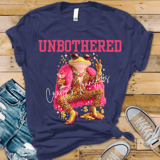 Unbothered Frog DTF Transfer | Funny Boujee Frog Shirt Transfer | Trendy Pink Leopard Glam Graphic Tee Heat Transfer