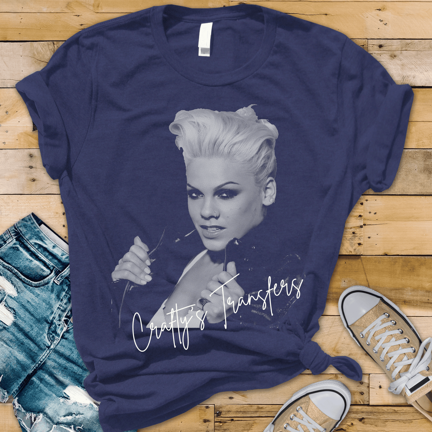 Pink Inspired Halftone DTF Transfer | Retro Pop Singer Graphic Transfer | Vintage Music Shirt DTF | Edgy Concert Tee Design