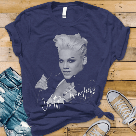 Pink Inspired Halftone DTF Transfer | Retro Pop Singer Graphic Transfer | Vintage Music Shirt DTF | Edgy Concert Tee Design