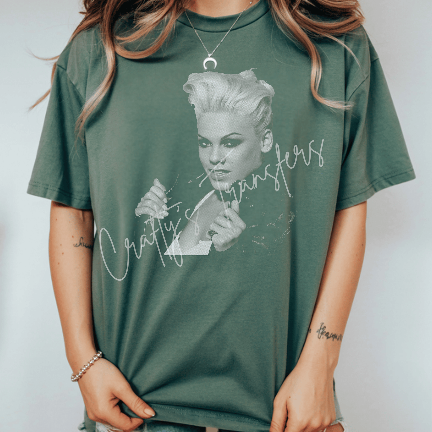 Pink Inspired Halftone DTF Transfer | Retro Pop Singer Graphic Transfer | Vintage Music Shirt DTF | Edgy Concert Tee Design