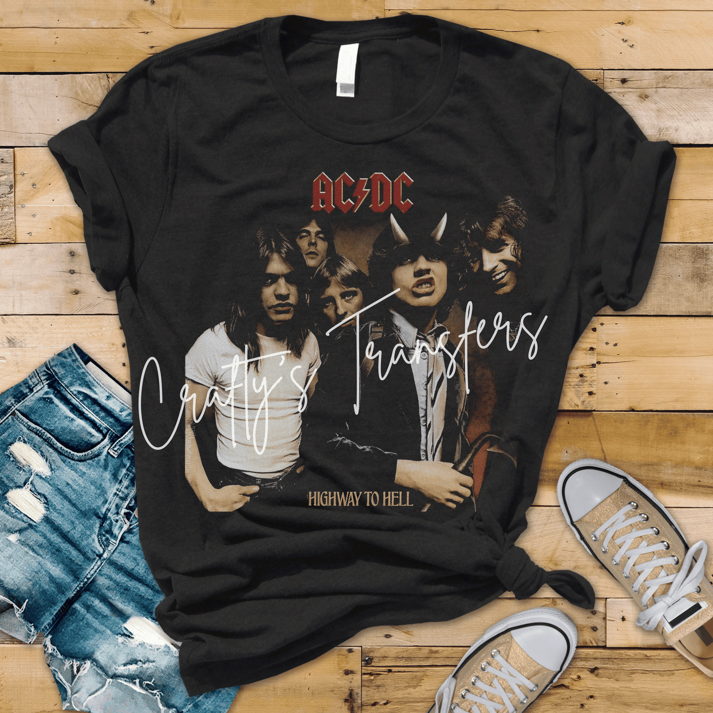AC DC Highway To Hell Inspired DTF Transfer | Vintage Rock Band Shirt Transfer | Retro Concert Graphic Tee Design