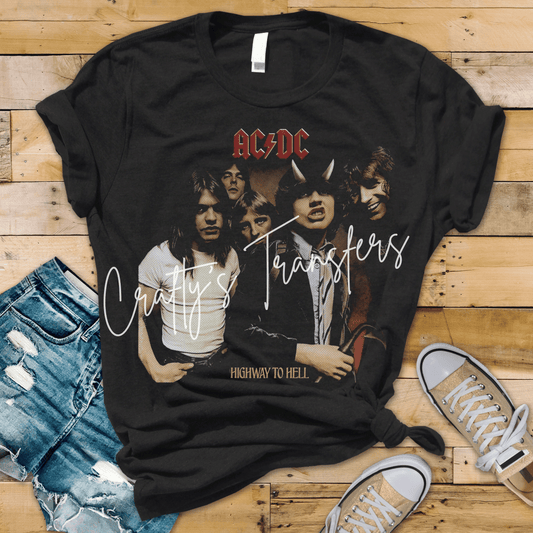AC DC Highway To Hell Inspired DTF Transfer | Vintage Rock Band Shirt Transfer | Retro Concert Graphic Tee Design