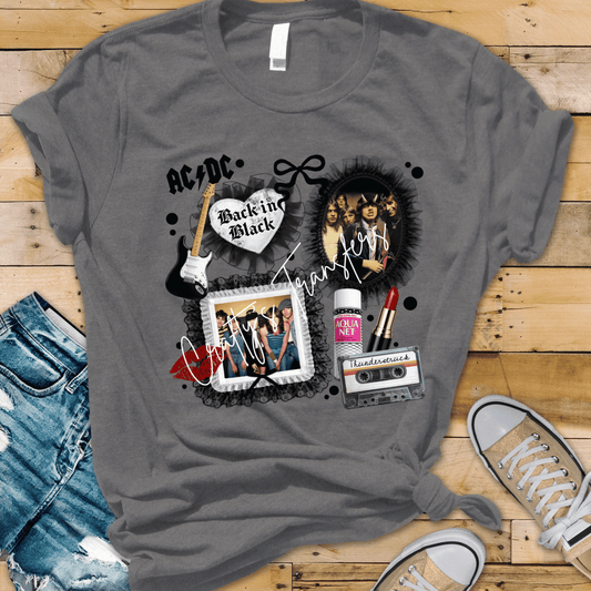 ACDC 80s Rock Collage DTF Transfer | Retro Glam Metal Inspired Graphic | Vintage Rock Concert Shirt Design (Copy)