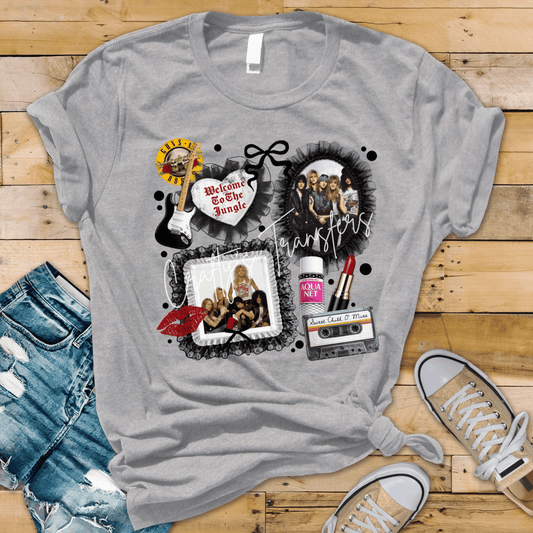 G&R 80s Rock Collage DTF Transfer | Retro Glam Metal Inspired Graphic | Vintage Rock Concert Shirt Design