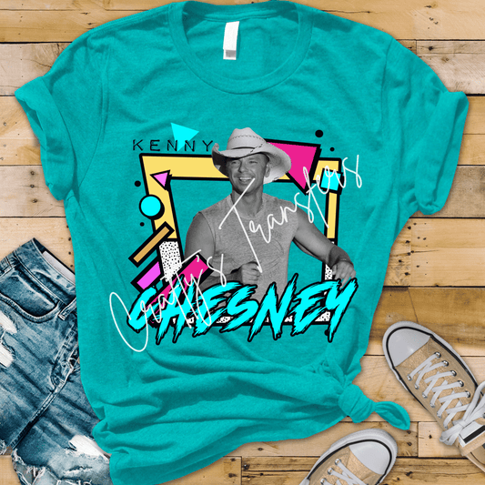 Kenny Chesney Inspired Retro DTF Transfer | 80s Neon Country Concert Graphic | Vintage Country Music Shirt Transfer