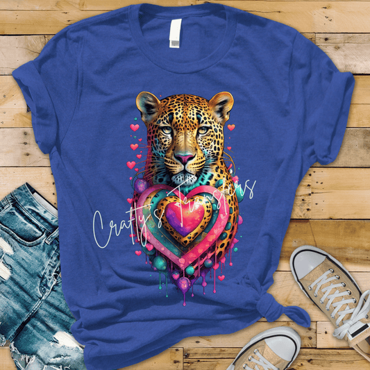 Dopamine Leopard Heart DTF Transfer | Colorful Cheetah Graphic Tee Transfer | Neon Boutique Animal Print Design