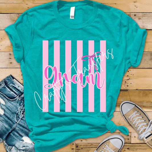 Gram DTF Transfer | Pink Coquette Grandma Shirt Transfer | Cute Grandmother Graphic Tee Design | Bow Aesthetic DTF