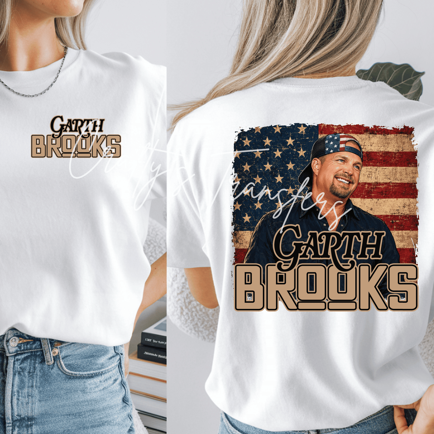 Garth Brooks Patriotic Pocket & Back DTF Transfer | Country Concert Shirt Transfer | Americana Western Graphic Tee Design