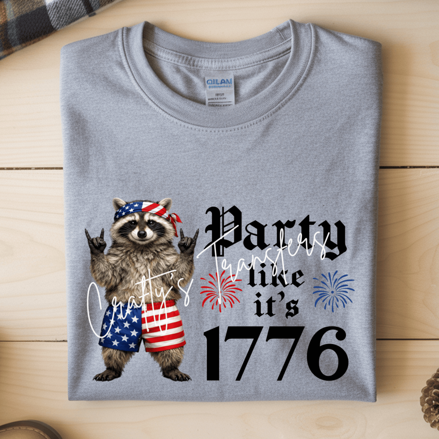 Patriotic Raccoon DTF Transfer | Funny 1776 Americana Shirt Transfer | Fourth of July Raccoon Graphic Tee