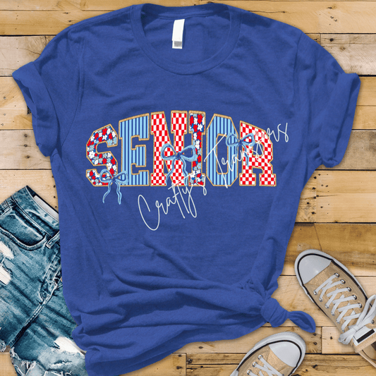 Senior 2026 Patriotic Coquette DTF Transfer | Red White Blue Senior Shirt Transfer | Graduation Bow Graphic Tee