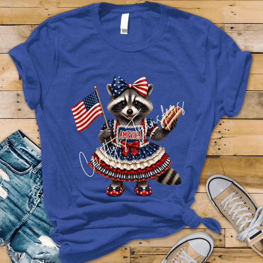 Patriotic America Raccoon DTF Transfer | Cute 4th of July Raccoon Graphic | Americana Animal Shirt Transfer