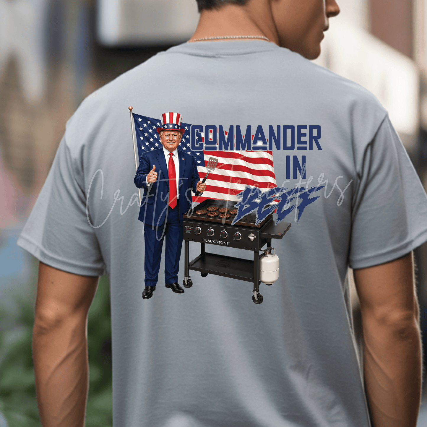 Commander In Beef DTF Transfer | Patriotic BBQ Grill Graphic Tee Transfer | Funny Fourth of July Cookout Shirt Design