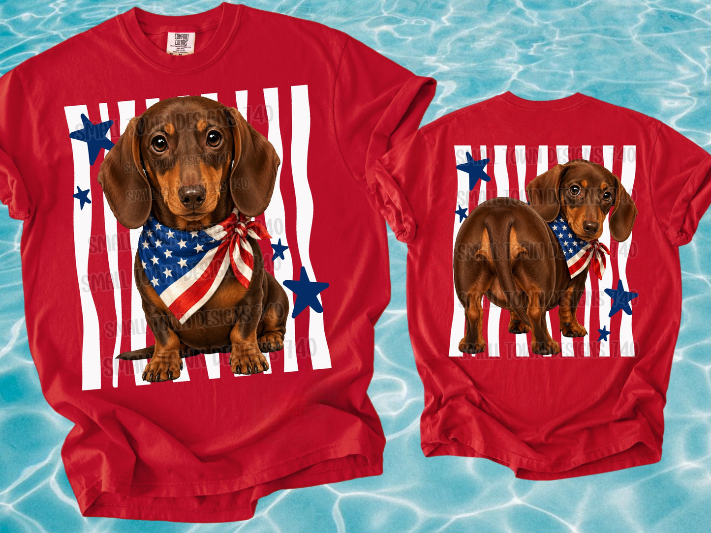 Patriotic Dachshund DTF Transfer | Fourth of July Wiener Dog Shirt Transfer | Americana Puppy Graphic Tee