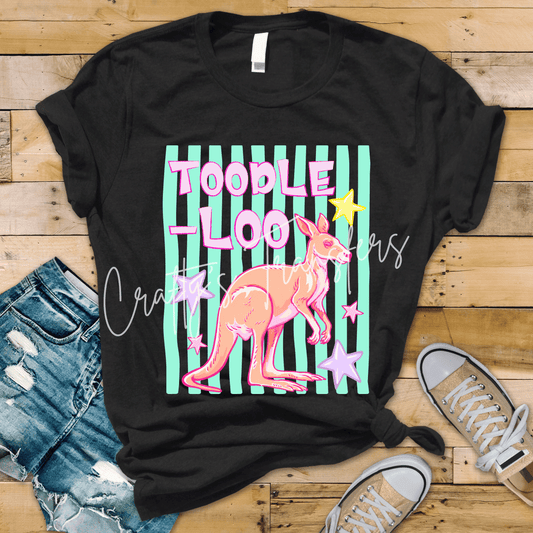 Too Ple Loo Kangaroo DTF Transfer | Retro Aussie Kangaroo Graphic Tee Transfer | Cute Pastel Animal Shirt Design