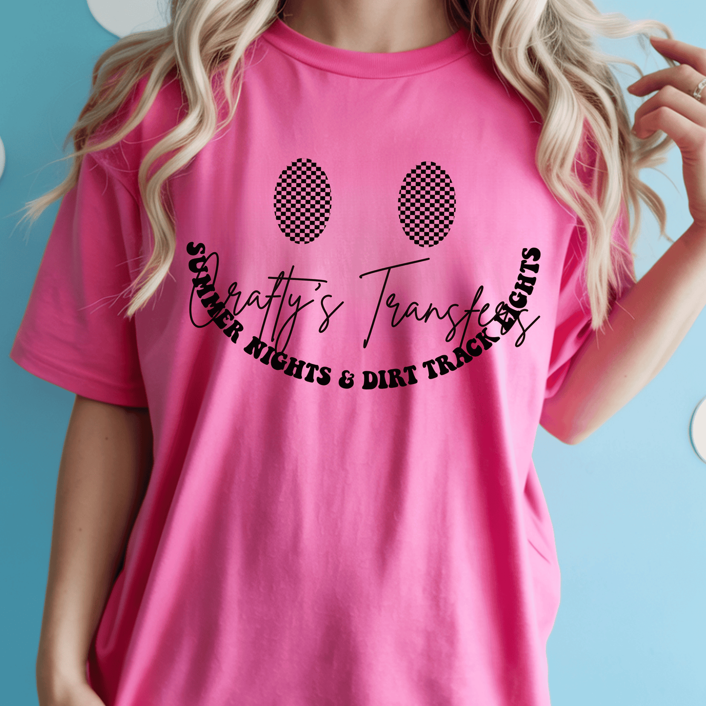 Smile More Dirt Track Racing DTF Transfer | Retro Race Track Graphic | Racing Shirt Transfer for Dirt Track Fans
