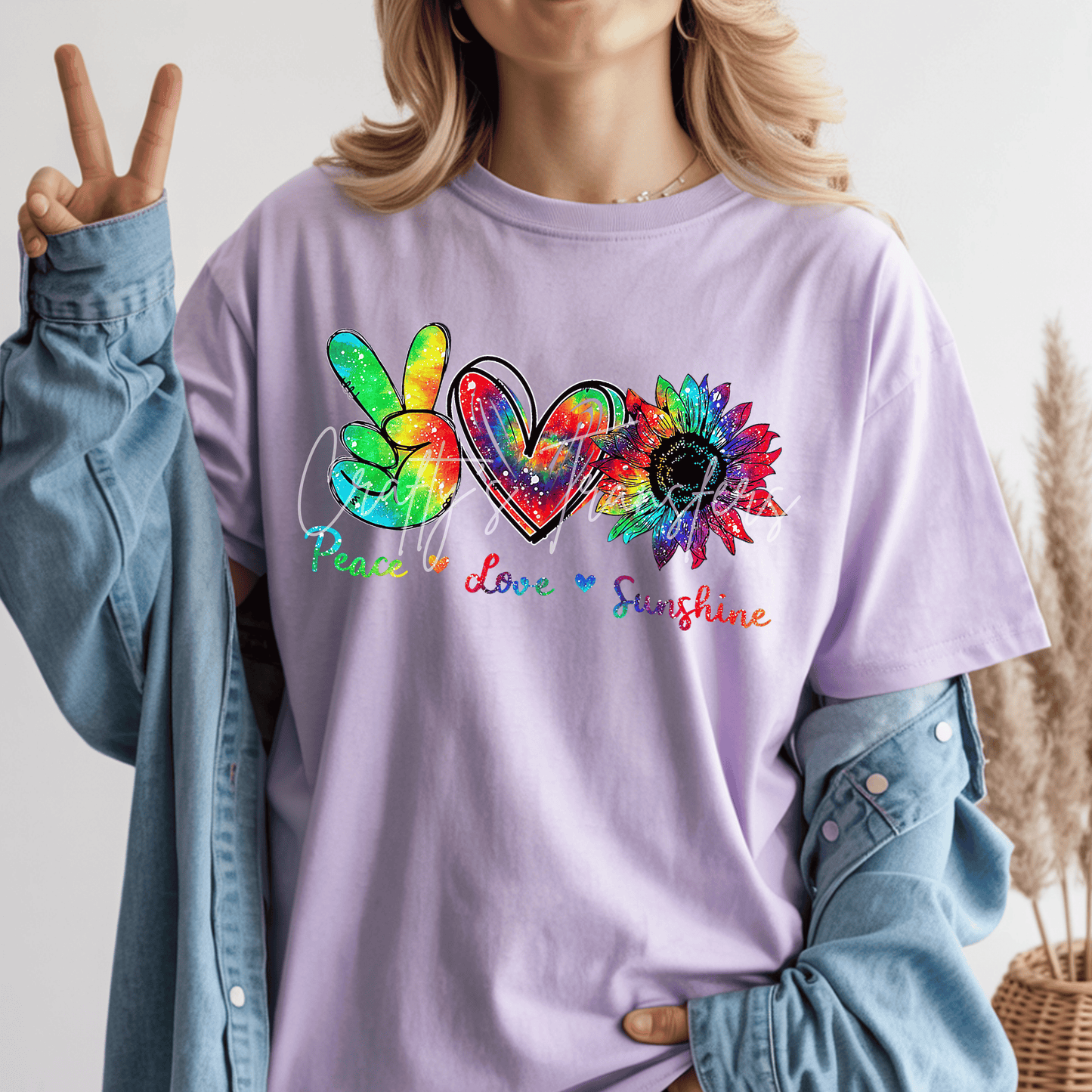 Peace Love Sunshine DTF Transfer | Rainbow Hippie Sunflower Graphic | Retro Boho Boutique Shirt Transfer