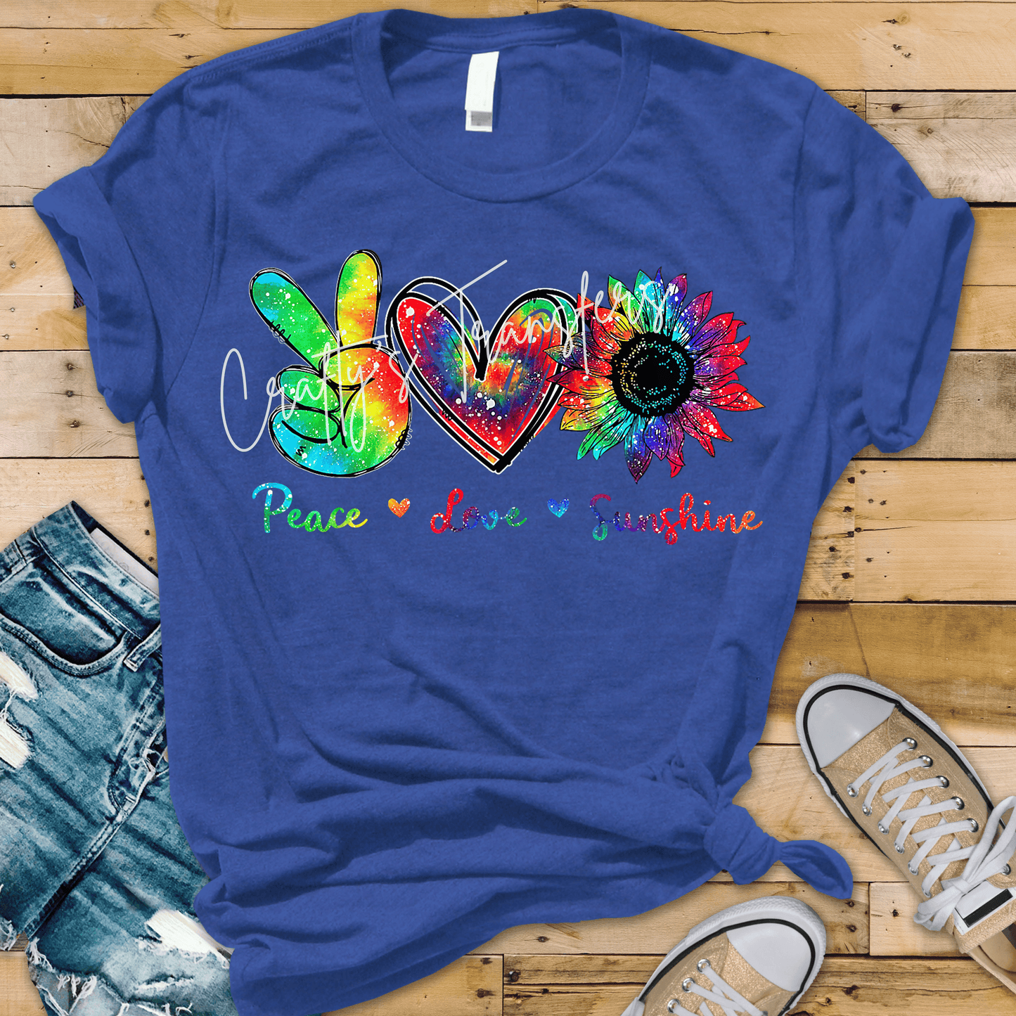 Peace Love Sunshine DTF Transfer | Rainbow Hippie Sunflower Graphic | Retro Boho Boutique Shirt Transfer