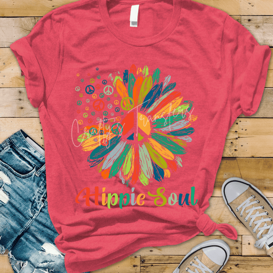 Retro Peace Flower DTF Transfer | Neon Hippie Floral Graphic | Groovy Boho Boutique Shirt Transfer
