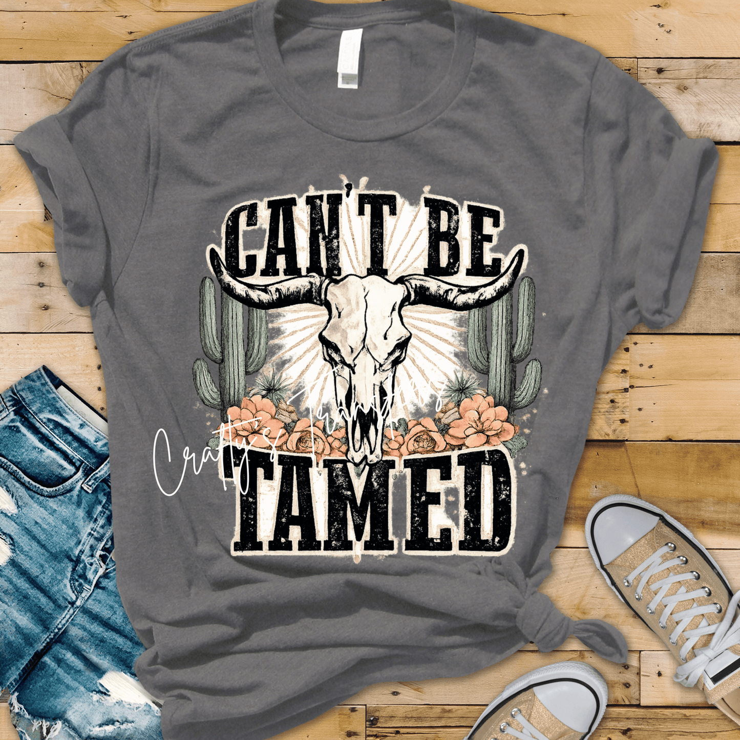 Can’t Be Tamed DTF Transfer | Western Bull Skull Graphic | Cowgirl Country Shirt Transfer